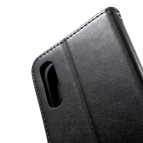 Samsung Galaxy A50 trykt sommerfugle læderetui - Sort Black