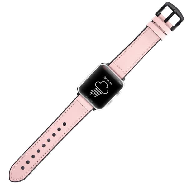 Apple Watch Series 5 40mm ægte læder silikone Urrem - Lyserød Pink