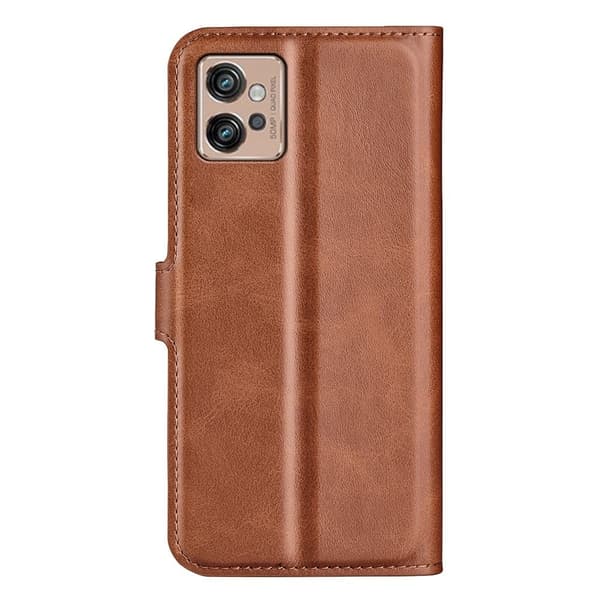 Hållbart konstläder Motorola Moto G32 fodral med plånbok - Brun Brun
