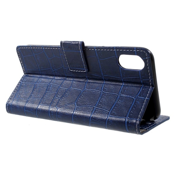 iPhone Xs Max Vintage Krokotiili Ihon Näköinen Synteetti Nahkainen Lompakko Suojakotelo - Sininen Blue
