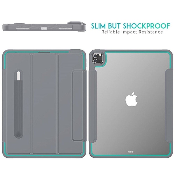 iPad Pro 12.9 inch (2020) elegant tri-fold etui - grå / babyblå Silver grey