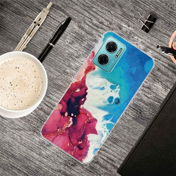 Marble design Xiaomi Redmi Note 11E kotelot - Punainen Roiske Ja Sininen Multicolor