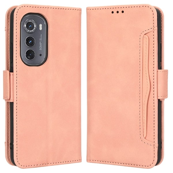 Stilfuldt Læder Etui med Pung til Motorola Moto Edge 2022 - Lyserød Pink