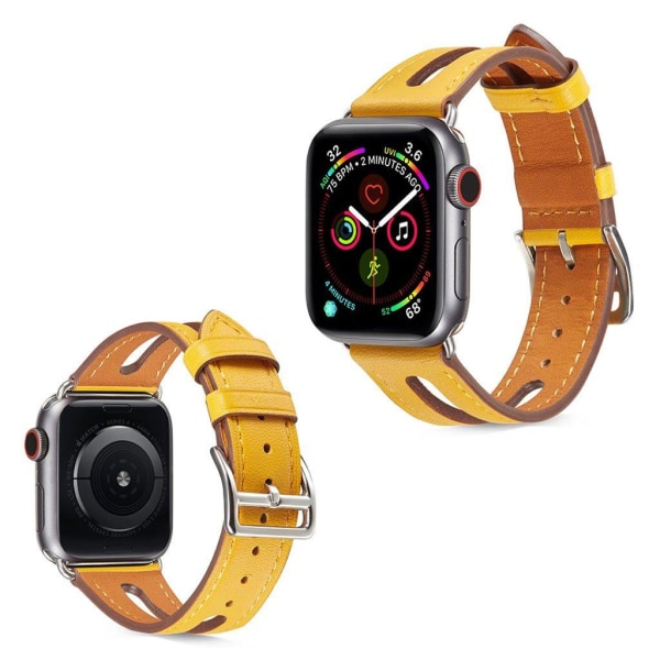 Apple Watch Series 5 44 mm klockarmband i koskinn - Gul Gul