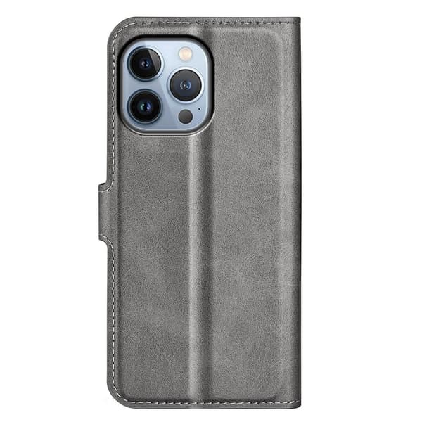 iPhone 14 Pro Max læderetui med pung - Sølv/Grå Silver grey