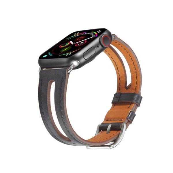 Apple Watch Series 5 40mm læder Læder Urrem - Sort Black