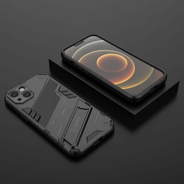 Kickstand Hybrid Dual Layer Hard Bumpresistent Soft Flexible stødsikkert Protective Case iPhone 13 6,1 tommer - Sort Black