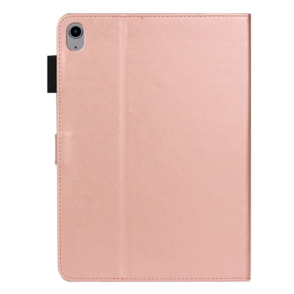 iPad 10.9 (2022) läderfodral med plommonblomsmönster - Roséguld Rosa
