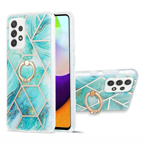 Marble Patterned Suojakuori With Ring Holder For Samsung Galaxy A52s 5G / A52 5g - Sininen Blue