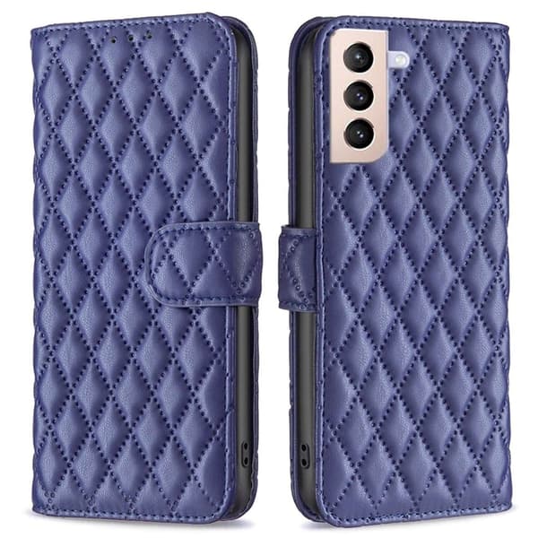Rhombus mat Samsung Galaxy S21 Plus 5G flip etui - Blå Blue