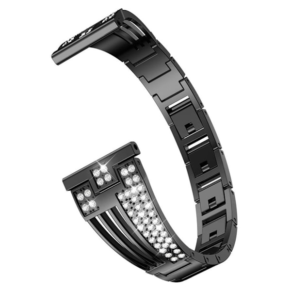 22 mm universal klockarmband med strassdekor - Svart Svart