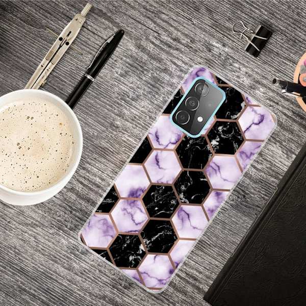 Deco Samsung Galaxy A73 Etui - Bikage Marmor i Lilla Multicolor