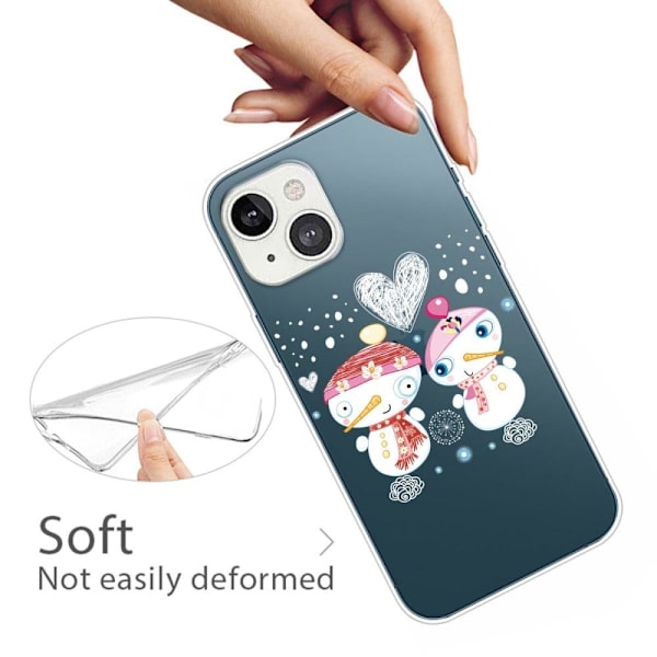Julfodral till iPhone 14 Plus - Snögubbe Par Vit