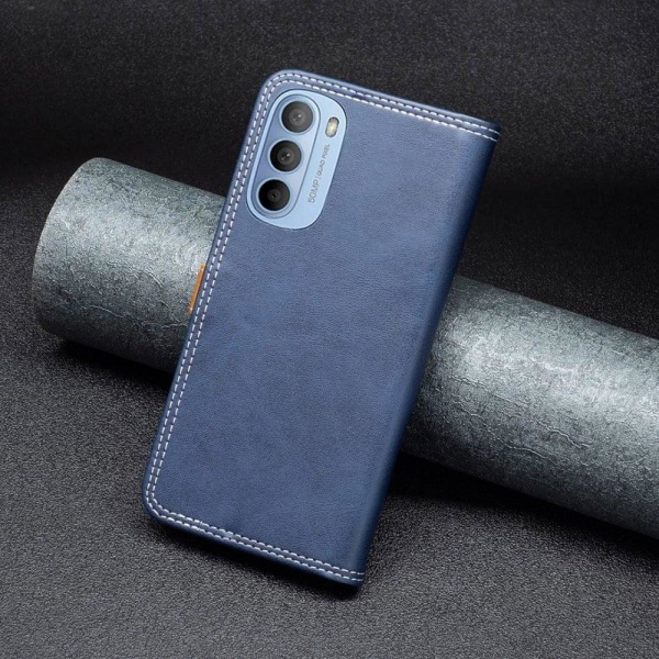 BINFEN kaksivärinen nahkakotelo Motorola Moto G41 / Motorola Moto G31 - Sininen Blue