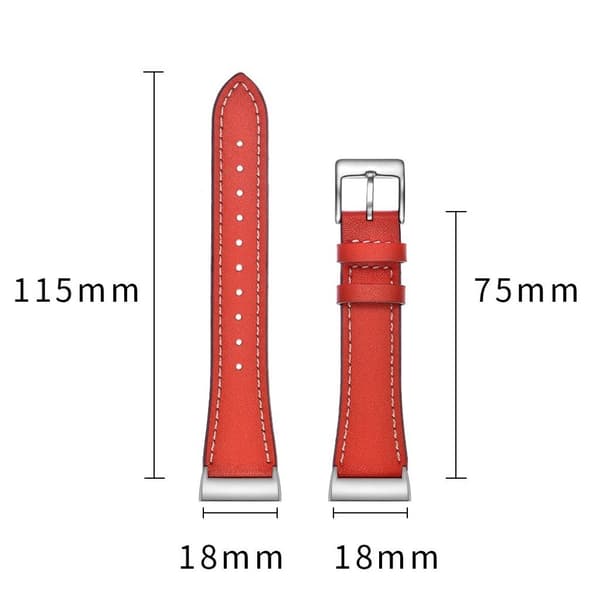 Fitbit Charge 3 holdbar ægte læder Urrem - Rød Red