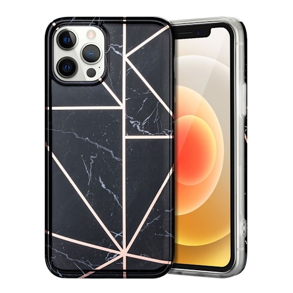 Marble design iPhone 12 Pro Max kotelot - Musta Black