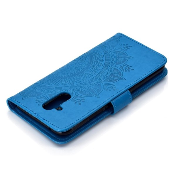Huawei Mate 20 Lite flipfodral i läder med totem-mönster - Blå Blå