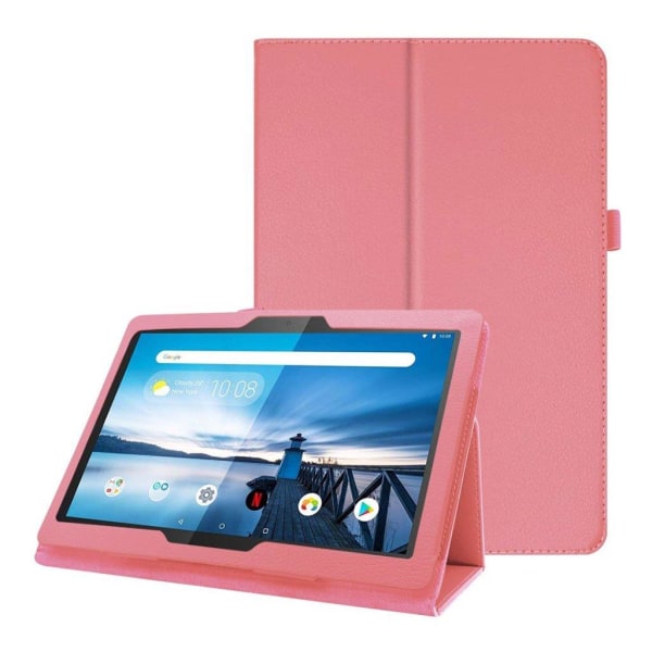 Lenovo Tab M10 lædercover med litchi tekstur - pink Pink