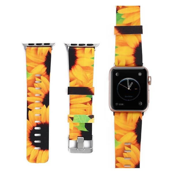 Apple Watch 38mm erstatnings urrem i silikone med blomster mønster - Stil E Multicolor