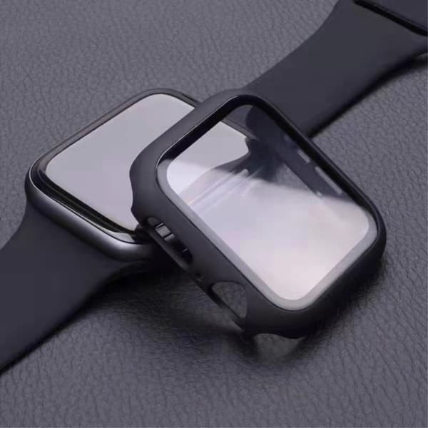 Apple Watch (41mm) simple frame + tempered glass screen protector - Black Svart