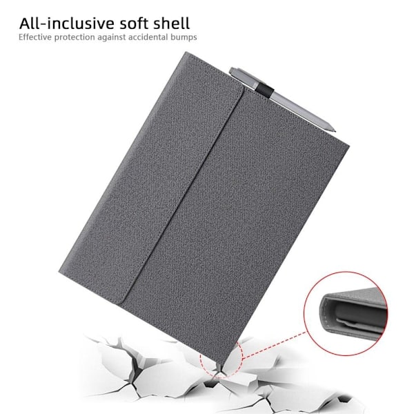 Microsoft Surface Pro / Pro 2 hybrid läderfodral Silvergrå