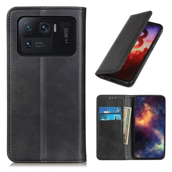 Wallet-style ægte Læder Flipcase til Xiaomi Mi 11 Ultra - Sort Black
