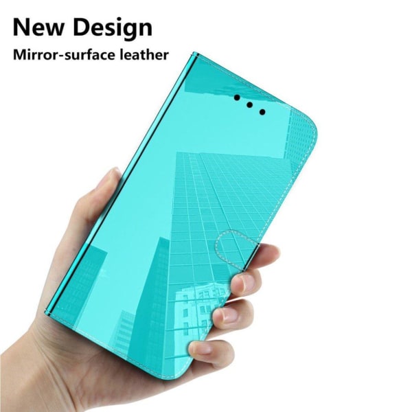 Mirror Samsung Galaxy A71 flip etui - Cyan Green