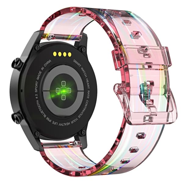 22mm Universal läpinäkyvä kellohihna - Läpinäkyvä Vaaleanpunainen Pink