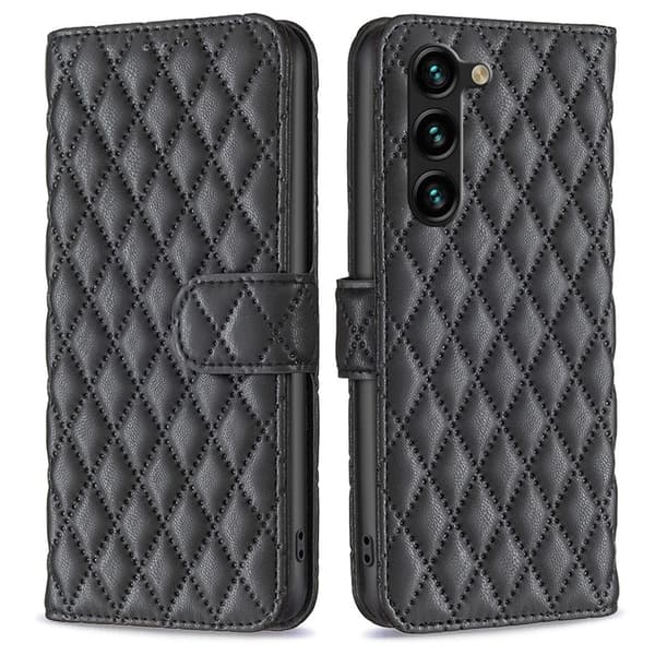 Rhombus mat Samsung Galaxy S24 Plus flip etui - Sort Black