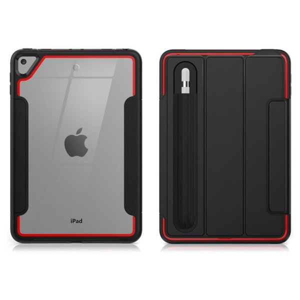 iPad Mini (2019) elegant tri-fold case - Black / Red Black