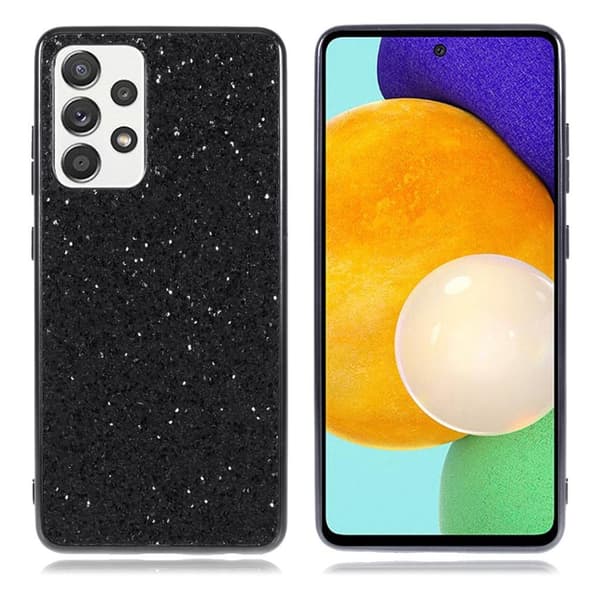 Glitter Samsung Galaxy A52 5G kotelot - Musta Black