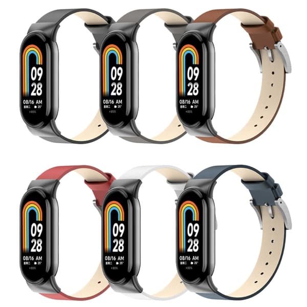 Xiaomi Smart Band 8 Ægte læderrem - Rød Red