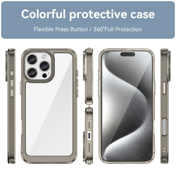 iPhone 16 Pro Max smart akryl cover - Gennemsigtig Grå Silver grey
