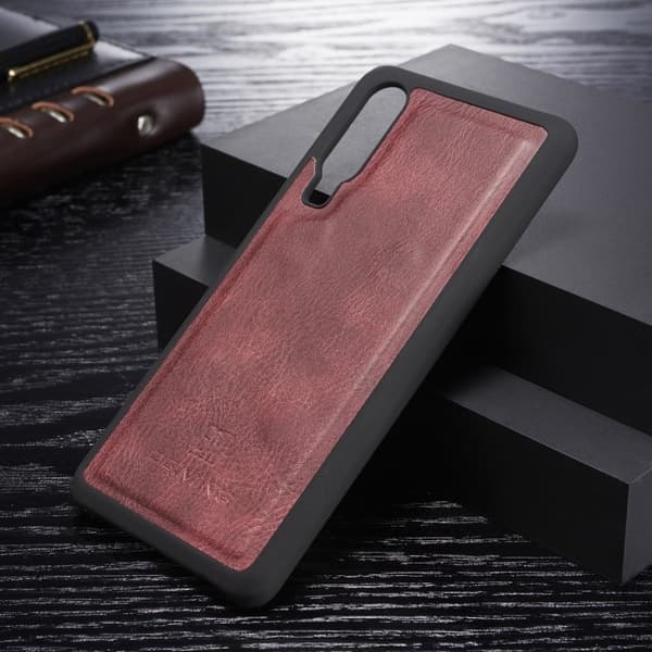 DG.MING Huawei P30 2-in-1 split læderetui - Rød Red