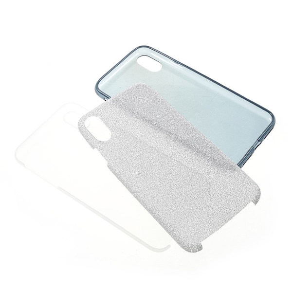 Glitter iPhone Xs Max skal - Silver/Grå Silvergrå