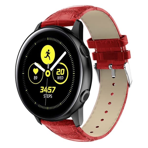 Samsung Galaxy Watch Active krokodille ægte læder Urrem - Rød Red