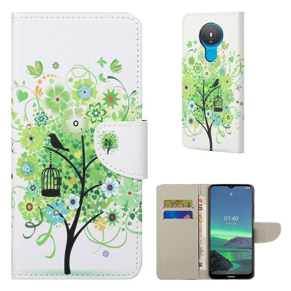 Wonderland Nokia 1.4 Flip etui - Grønt træ Green