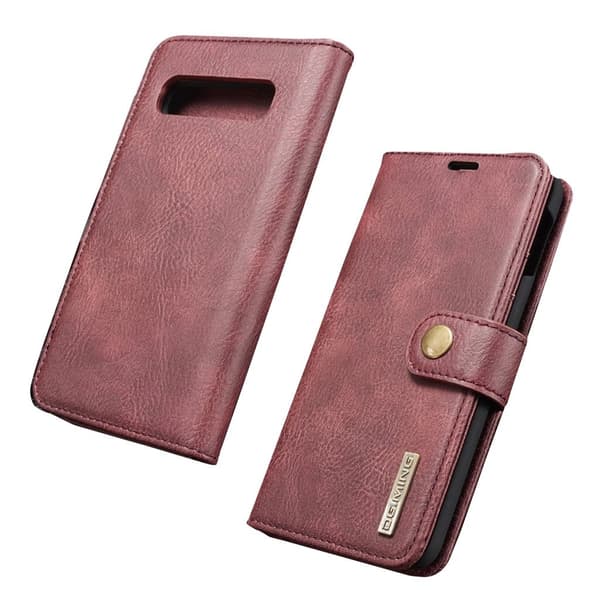 Dg.Ming Samsung Galaxy s10 Plus 2-I-1 Splittet Skinnetui - Rød Red
