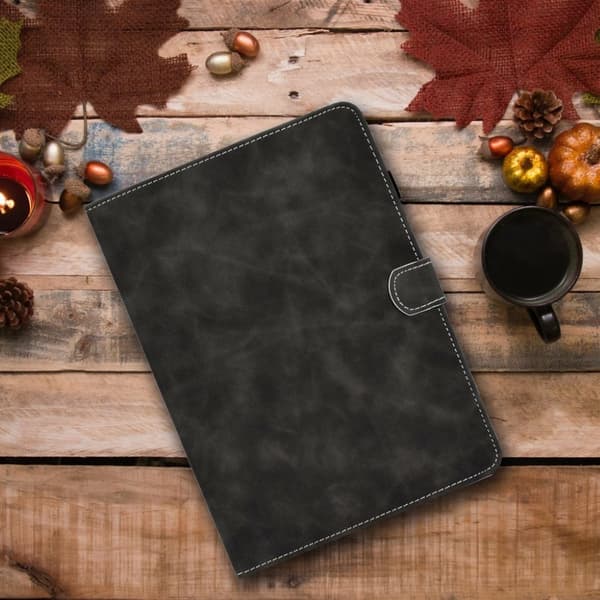 iPad 10.2 (2019) / Air (2019) flip-etui i skinn med solid tema - Svart Black