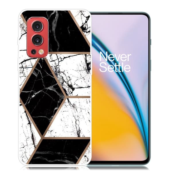 Marble design OnePlus Nord 2 5G cover - Sort Og Hvid Marmorform Multicolor