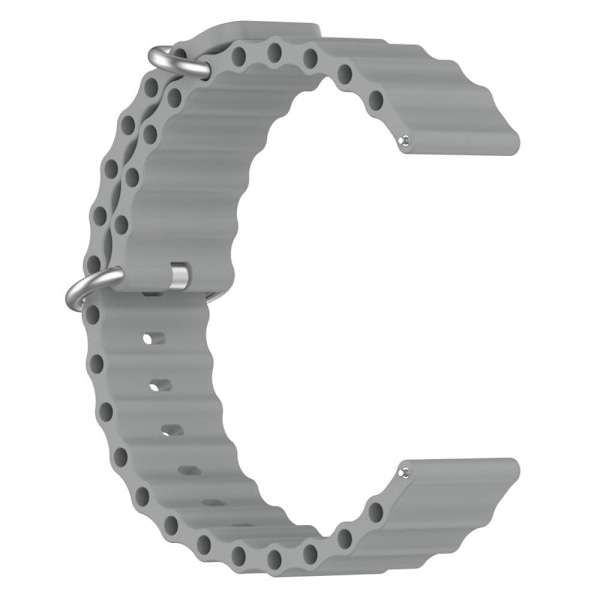 20 mm klockarmband i silikon med universell vågdesign - Grå Silvergrå