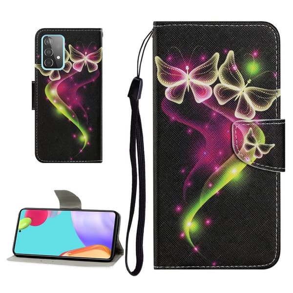 Wonderland Samsung Galaxy A52 5G flip etui - Glitrende Sommerfugl Multicolor