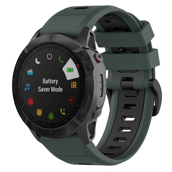 Garmin Fenix 7S tofarvet silikone-urrem - Olivengrøn / Sort Green