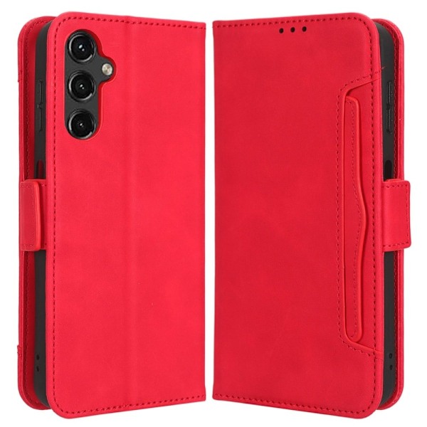 Stilfuldt Læder Etui med Pung til Samsung Galaxy A14 - Rød Red