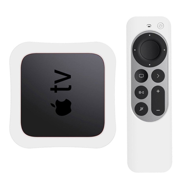 Apple TV 4K (2021) set-top box + controller silicone cover - Whi White