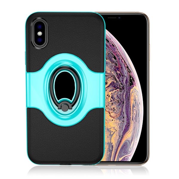 iPhone Xs Max kombi etui med ringholder - Cyan Green