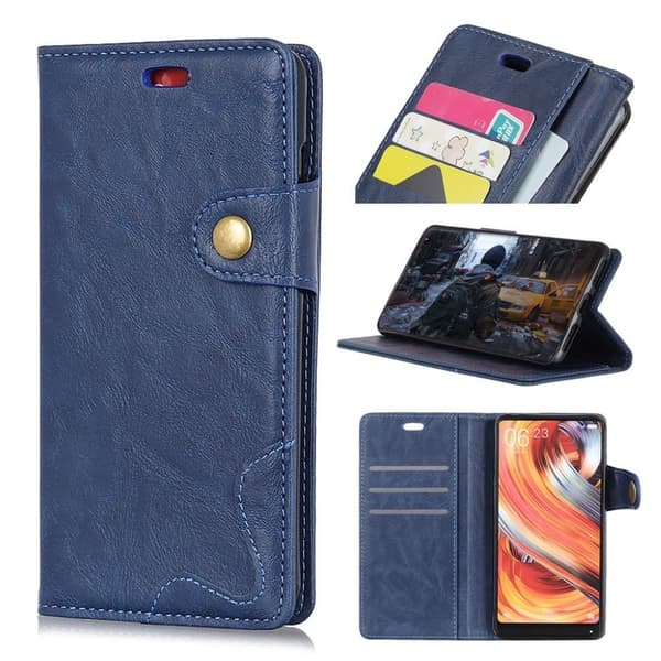 Crazy Horse iPhone Xs Max S-formet læder flip cover - Blå Blue