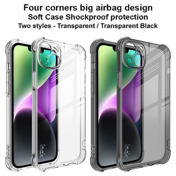 IMAK Airbag Cover iPhone 14:lle - Läpinäkyvä Musta Black