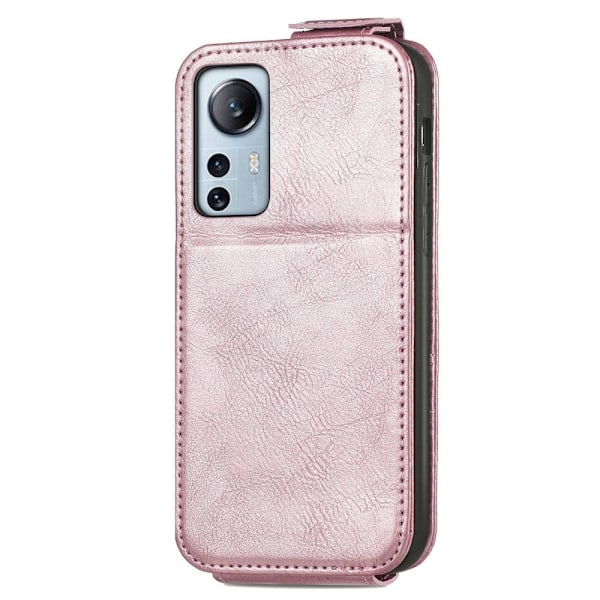 Vertical Flip Phone Suojakotelo With Zipper For Xiaomi 12 Lite - Ruusukulta Pink