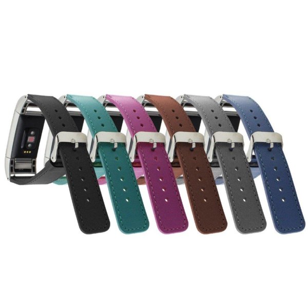 Fitbit Charge 2 äkta läder klockarmband - Svart Svart